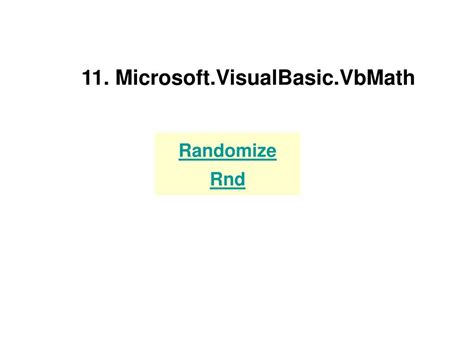 VBMath.Randomize Method (Microsoft.VisualBasic).